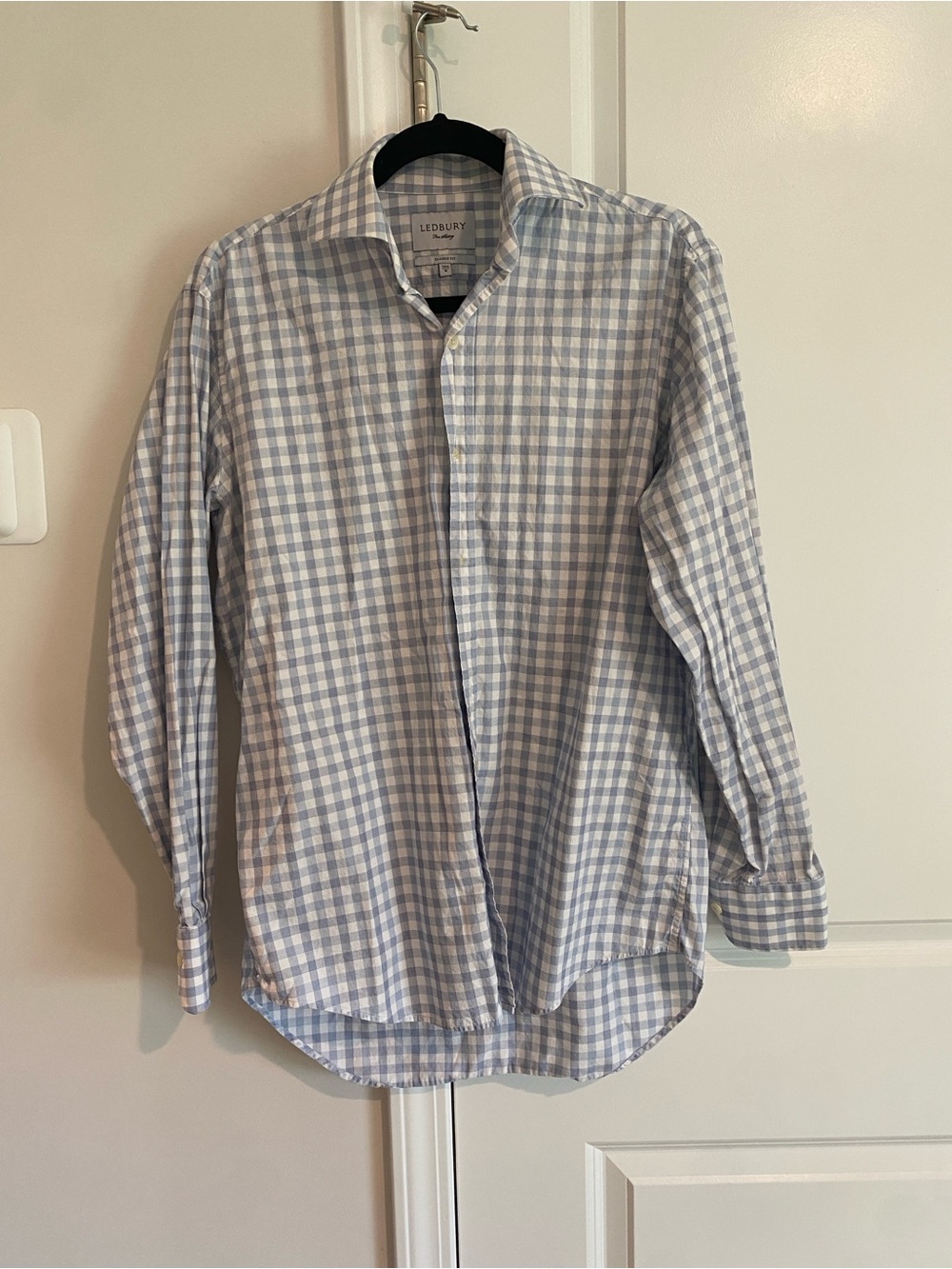 Ledbury Men's Light Blue Gingham Button-Down Shirt